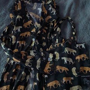 New Cheetah Satin Pajama Top with Matching Bag